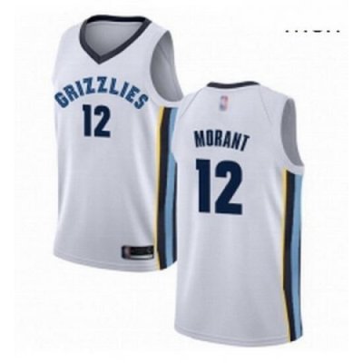 Nike Memphis Grizzlies 12 Ja Morant White Basketball Swingman Association Edition Jersey