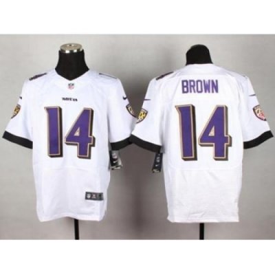 Nike Baltimore Ravens 14 Marlon Brown White Elite NFL Jersey