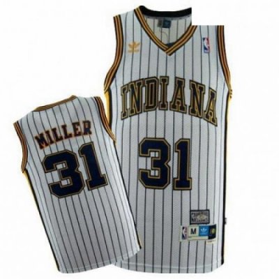 Mens Mitchell and Ness Indiana Pacers 31 Reggie Miller Swingman White Throwback NBA Jersey