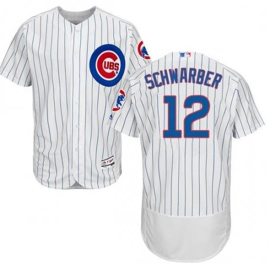 Mens Majestic Chicago Cubs 12 Kyle Schwarber White Home Flex Base Authentic Collection MLB Jersey