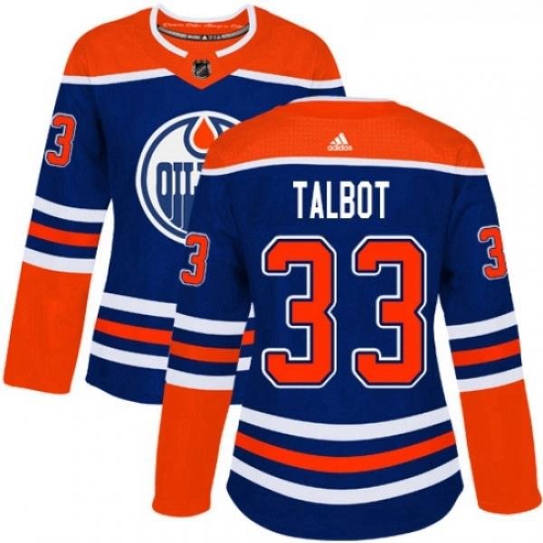 Womens Adidas Edmonton Oilers 33 Cam Talbot Authentic Royal Blue Alternate NHL Jersey