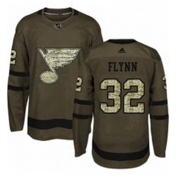 Mens Adidas St Louis Blues 32 Brian Flynn Authentic Green Salute to Service NHL Jersey