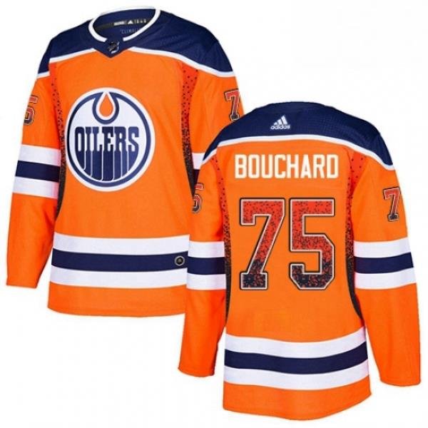 Mens Adidas Edmonton Oilers 75 Evan Bouchard Authentic Orange Drift Fashion NHL Jersey