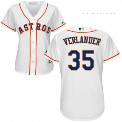 Womens Majestic Houston Astros 35 Justin Verlander Replica White Home Cool Base MLB Jersey