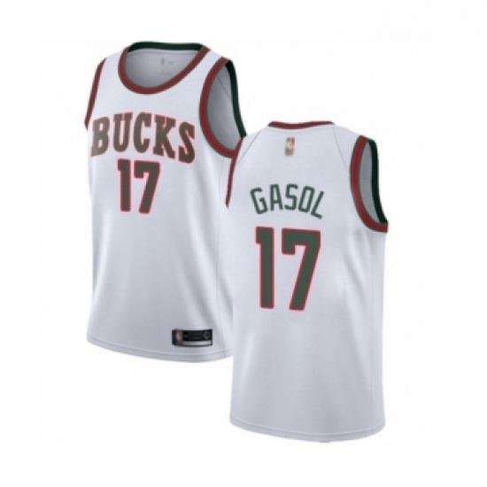 Womens Milwaukee Bucks 17 Pau Gasol Swingman White Fashion Hardwood Classics Basketball Jersey