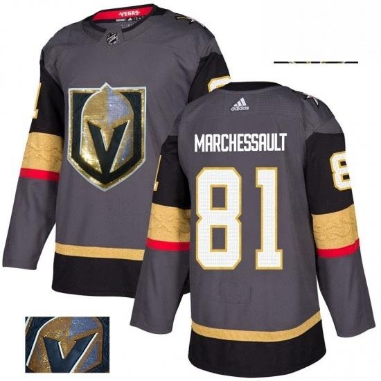 Mens Adidas Vegas Golden Knights 81 Jonathan Marchessault Authentic Gray Fashion Gold NHL Jersey