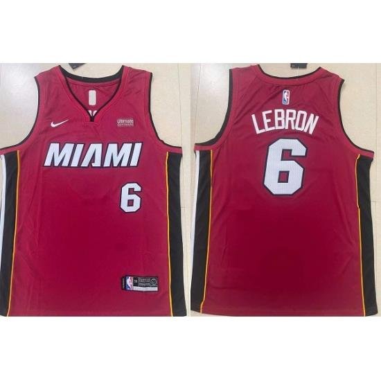 Men Miami Heat 6 LeBron James Red Stitched Basketball Jersey