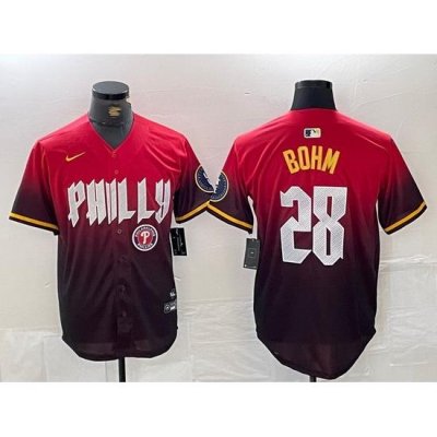 Men Philadelphia Phillies 28 Alec Bohm Red 2024 City Connect Limited Stitched Jersey 1