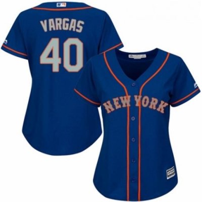 Womens Majestic New York Mets 40 Jason Vargas Authentic Royal Blue Alternate Road Cool Base MLB Jersey