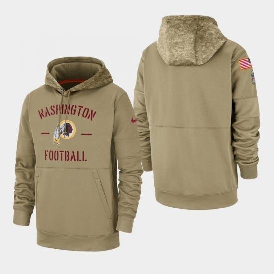 Mens Washington Redskins Tan 2019 Salute to Service Sideline Therma Pullover Hoodie