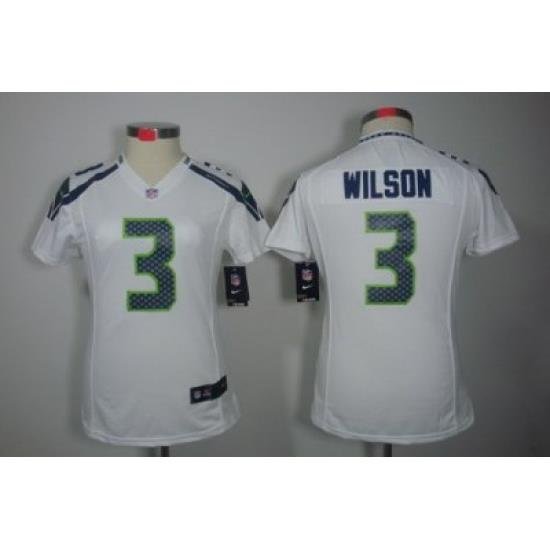 Women Nike Seattle Seahawks #3 Wilson White Color NFL LIMITED Jerseys