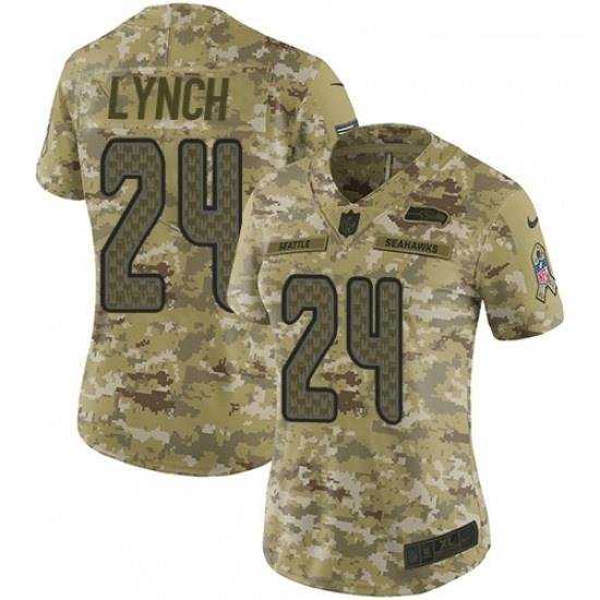 Womens Nike Seattle Seahawks 24 Marshawn Lynch Limited Camo 2018 Salute to Service NFL Jersey