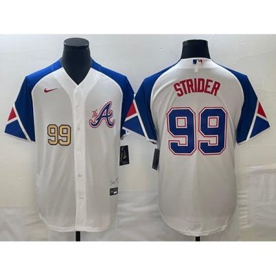 Men's Atlanta Braves #99 Spencer Strider Number White 2023 City Connect Cool Base Stitched Jersey