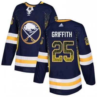 Mens Adidas Buffalo Sabres 25 Seth Griffith Authentic Navy Blue Drift Fashion NHL Jersey