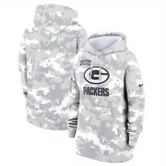 Women Green Bay Packers 2024 Arctic Camo Salute To Service Club Fleece Pullover Hoodie