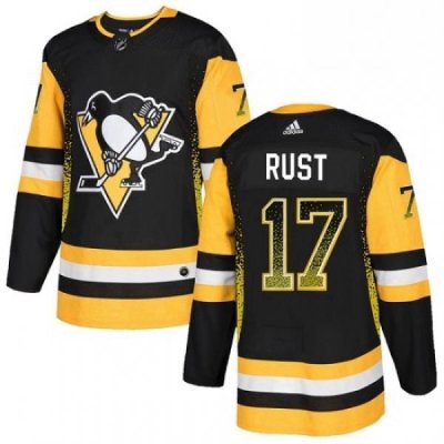 Mens Adidas Pittsburgh Penguins 17 Bryan Rust Authentic Black Drift Fashion NHL Jersey