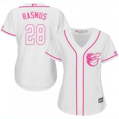 Womens Majestic Baltimore Orioles 28 Colby Rasmus Authentic White Fashion Cool Base MLB Jersey