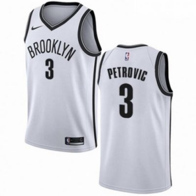 Mens Nike Brooklyn Nets 3 Drazen Petrovic Authentic White NBA Jersey Association Edition