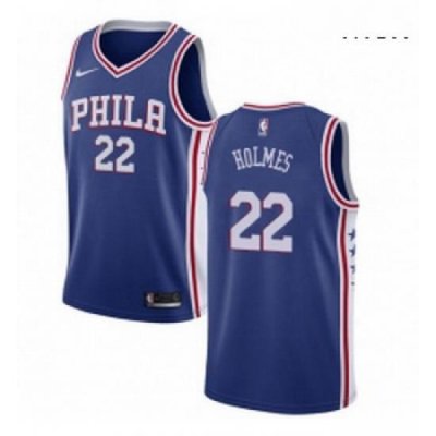 Mens Nike Philadelphia 76ers 22 Richaun Holmes Swingman Blue Road NBA Jersey Icon Edition