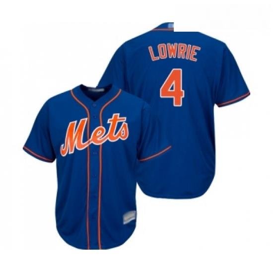 Mens NeW York Mets 4 Jed LoWrie Replica Royal Blue Alternate Home Cool Base Baseball Jersey