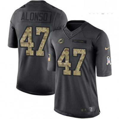 Mens Nike Miami Dolphins 47 Kiko Alonso Limited Black 2016 Salute to Service NFL Jersey