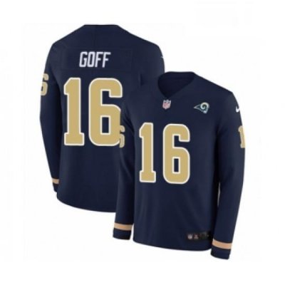 Men Nike Los Angeles Rams 16 Jared Goff Limited Navy Blue Therma Long Sleeve NFL Jersey