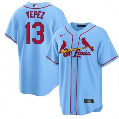 Men St  Louis Cardinals 13 Juan Yepez Blue Cool Base Stitched Jersey