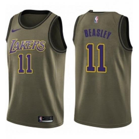 Youth Nike Los Angeles Lakers 11 Michael Beasley Swingman Green Salute to Service NBA Jersey