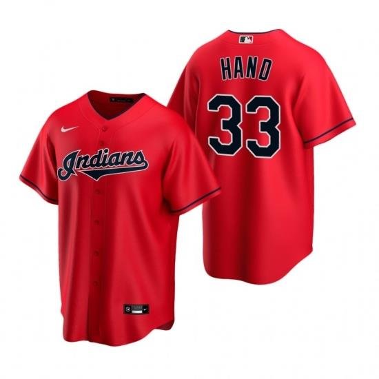 Mens Nike Cleveland Indians 33 Brad Hand Red Alternate Stitched Baseball Jersey