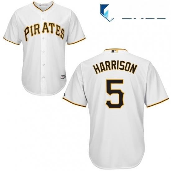 Youth Majestic Pittsburgh Pirates 5 Josh Harrison Authentic White Home Cool Base MLB Jersey