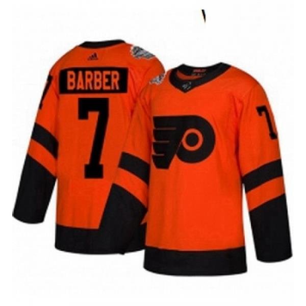 Womens Adidas Philadelphia Flyers 7 Bill Barber Orange Authentic 2019 Stadium Series Stitched NHL Jersey