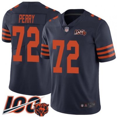 Men Chicago Bears 72 William Perry Limited Navy Blue Rush Vapor Untouchable 100th Season Football Jersey