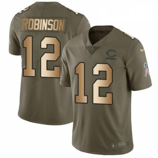 Mens Nike Chicago Bears 12 Allen Robinson Limited OliveGold 2017 Salute to Service NFL Jersey