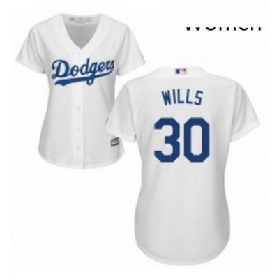 Womens Majestic Los Angeles Dodgers 30 Maury Wills Authentic White Home Cool Base MLB Jersey