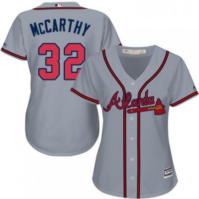 Womens Majestic Atlanta Braves 32 Brandon McCarthy Authentic Grey Road Cool Base MLB Jersey