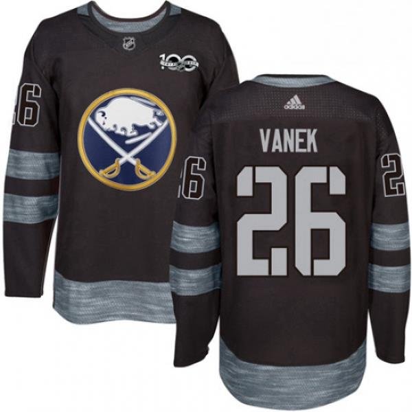 Mens Adidas Buffalo Sabres 26 Thomas Vanek Premier Black 1917 2017 100th Anniversary NHL Jersey