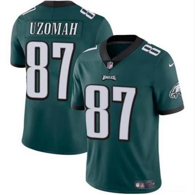 Men Philadelphia Eagles 87 C J  Uzomah Green Vapor Untouchable Limited Stitched Football Jersey