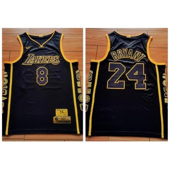 Men Los Angeles Lakers 8 & 24 Kobe Bryant Black Retirement Commemorative Swingman Jersey