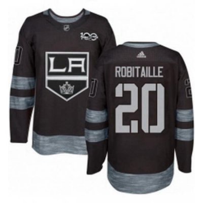 Mens Adidas Los Angeles Kings 20 Luc Robitaille Premier Black 1917 2017 100th Anniversary NHL Jersey