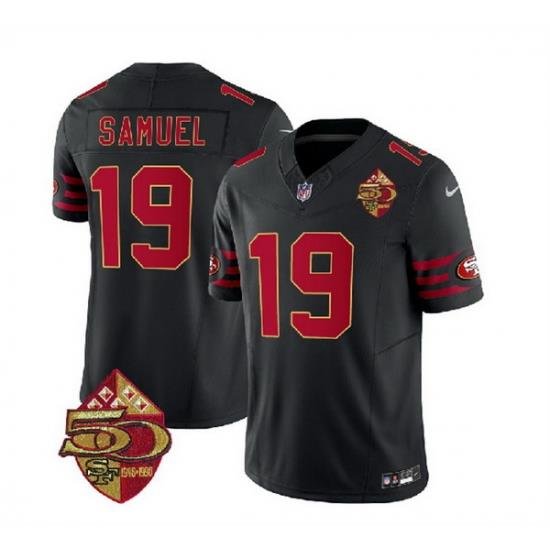 Men San Francisco 49ers 19 Deebo Samuel Black 2023 F U S E  50th Patch Vapor Limited Stitched Football Jersey