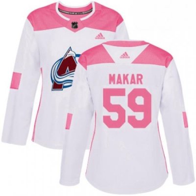 Womens Adidas Colorado Avalanche 59 Cale Makar Authentic WhitePink Fashion NHL Jersey