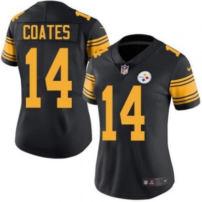 Nike Steelers #14 Sammie Coates Black Womens Stitched NFL Limited Rush Jersey