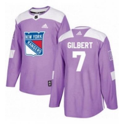 Mens Adidas New York Rangers 7 Rod Gilbert Authentic Purple Fights Cancer Practice NHL Jersey