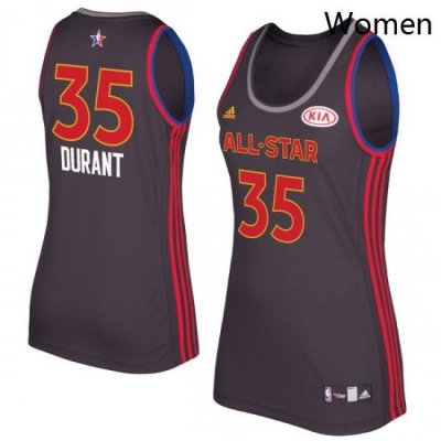 Womens Adidas Golden State Warriors 35 Kevin Durant Authentic Charcoal 2017 All Star NBA Jersey