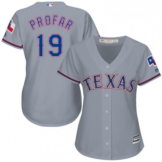 Womens Majestic Texas Rangers 19 Jurickson Profar Replica Grey Road Cool Base MLB Jersey