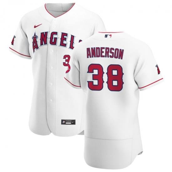 Men Los Angeles Angels 38 Justin Anderson Men Nike White Home 2020 Flex Base Player MLB Jersey