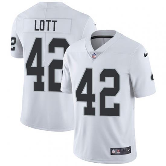 Nike Raiders #42 Ronnie Lott White Mens Stitched NFL Vapor Untouchable Limited Jersey