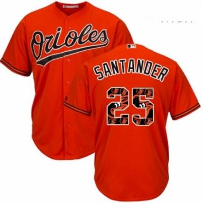 Mens Majestic Baltimore Orioles 25 Anthony Santander Authentic Orange Team Logo Fashion Cool Base MLB Jersey