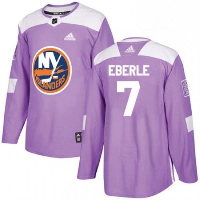 Mens Adidas New York Islanders 7 Jordan Eberle Authentic Purple Fights Cancer Practice NHL Jersey