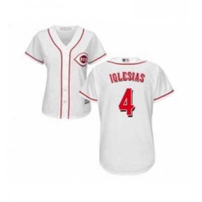 Womens Cincinnati Reds 4 Jose Iglesias Replica White Home Cool Base Baseball Jersey